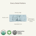 MON CHOU Adjustable Baby Headbands - Set of 2 Organic Cotton Headbands for Baby Girls - Ultra Soft, 100% Pima Cotton Infant Hair Bows (Bloom)