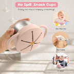 1 Pack Snack Containers for Toddlers, Stainless Steel Toddler Snack Cups with Silicone Food Catcher & Lids,Snack Cups for toddlers Spill Proof