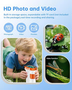 Microscope for Kids 1000x Magnification, 2.4-inch ScreenPocket Microscope with Photo and Video Recording (with Slide Kit) Portable Educational Gift