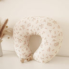 Konssy 2-Pack Muslin Nursing Pillow Covers, Soft & Adorable Nursing Covers for Breastfeeding Pillows, Slipcovers for Newborn Boys & Girls(Soft Blooms,Taupe)