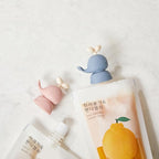 Whale SoftSip Food Pouch Topper | 2EA + Travel Case | Prevent Spills & Leakage | Protect Child Baby Toddler Mouth | Food Grade Silicone Reusable | Baby Led Weaning | BPA Free| Pink+Blue