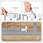 Comfy Cubs Baby Safety Gate with 3 Extensions - Adjustable 42" x 1.9" x 30" Q195 Steel Doorway Barrier - Powder-Coated Finish for Stairs and Doorways - Walk-Through Design Pet Gate - Pacific Blue