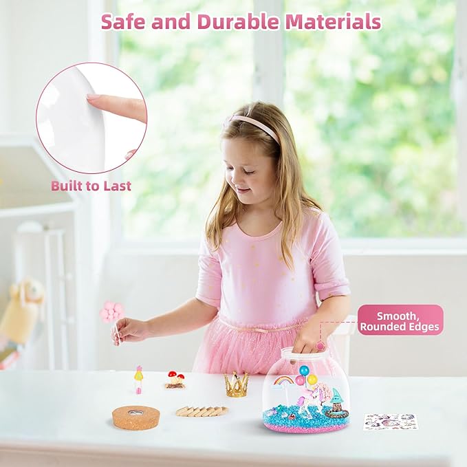 Unicorn Light Up Terrarium for Girls – DIY Garden Craft with LED | STEM Kit, Arts & Crafts Gift for Kids Ages 4-8 by Ednzion