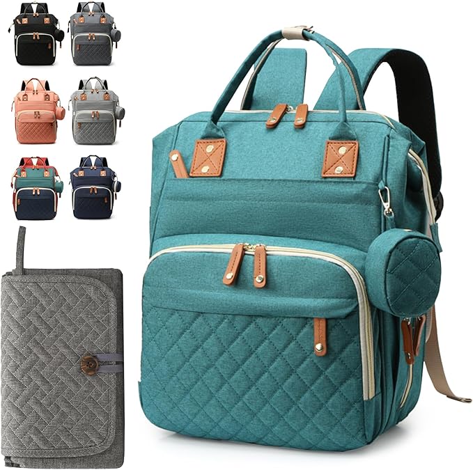 Diaper Bag Backpack for Girls Boys: Green Toddler Diaper Bag with Changing Pad Baby Backpack Diaper Bag for Mon Dad Newborn Mochila Pañaleras Bebe Niña Niño Baby Registry Search Essentials Must Haves