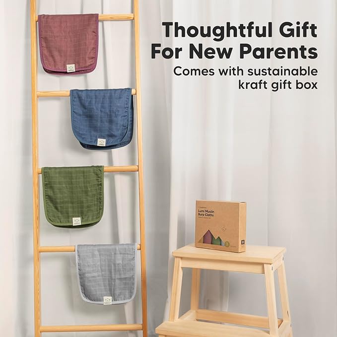 5-Pack Cotton Muslin Burp Cloths Baby Girls, Boys - Soft & Absorbent Spit Up Burp Rags, Large Muslin Towel, Cotton Wash Cloths for Babies, Newborn, Infant, No Shrink, Durable, Neutral (Corals)