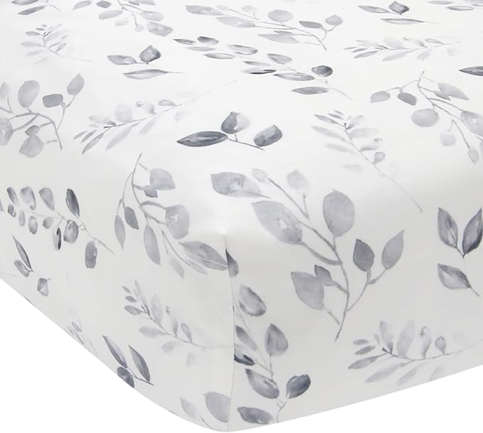 Lambs & Ivy Painted Forest Cotton Fitted Crib Sheet - Gray, White, Outdoors