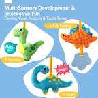 hahaland Car Seat Toys for Babies 0-6 Months Boy - Baby Toys 0-6 Months - Rattle, Mirror, Crinkle, Squeaky, Developmental Carseat Stroller Travel Birthday Gift for Infants