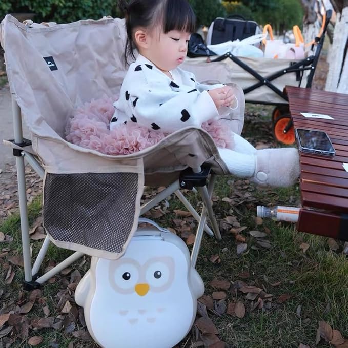 CoocooBaby Portable potty seat for toddler travel, Portable toilet for kids with Potty Liners, Travel Bag, Foldable Car Potty for Toddler (Owl)