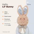 Bearington Collection Baby Lil' Bunny, 5.5 in Plush Bunny Rabbit Stuffed Animal, Soft Baby Rattles and Plush Rings Gift - Newborn Toy