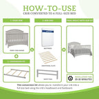 Full-Size Conversion Kit Bed Rails Compatible with Delta Children Convertible Cribs - Solid Wood Rail #0050 - Toddler & Adult Bed Rail for Full-Size Beds - Baby Furniture (Moonstruck Grey - 1351)