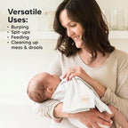 Organic Burp Cloths Baby Boy, Girl - 6-Pack Large Cotton Burping Cloths for Babies, Spit Up Rags, Super Absorbent, Ultra Soft Newborn Rag, Gender Neutral, Machine Washable, Durable (Soft White)