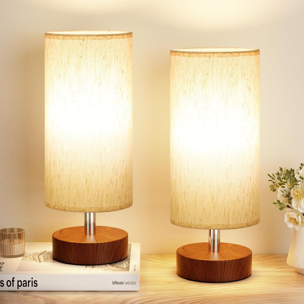Small Table Lamp for Bedroom Set of 2 - Bedside Lamps for Night Stands, Minimalist Nightstand Light Lamp, Desk Lamps for Reading Room, Kids Room, Living Room, Office, Dorm