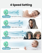 Gaiatop Oscillating Baby Stroller Fan with LED Night Light, 4 Speeds Cooling Rechargeable 360° Rotate Clip On, Battery Operated Small Portable Fans for Car Seat Crib Treadmill Travel