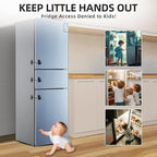 Refrigerator Lock 2 Packs, Fridge Lock with Silicone Wire Protection Fridge Locks for Kids Easy to Use and Install Cabinet Locks with Key, Black