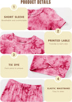 Jimonda Baby/Toddler Soft Sleepwear Short sleeve Kids Cool Pajama Outdoor 2-Piece Shirt&Shorts Casual sets Tie Dye PJ