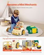 VEVOR Engine Toy, 60 Pieces, Kids Mechanic Car Repair Set with Removable Parts, Lights and Sounds, Steering Wheel and Horn, Kids Mechanic Workshop Set for Toddler Ages 3 Years and Up, Green