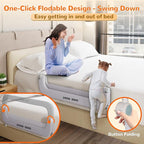 Bed Guard Rail for Toddlers - 47" Adjustable Heights & Folding up Portable Bed Railing for Baby - Toddler Bed Rails Guard for Crib, Twin, Bunk,Full Size, Queen & King Bed(Grey)