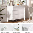 6 Drawer Dresser, Kids Dresser with Storage, Wide Chest of Drawers for Nursery, Wood Large Drawer Organizer Cabinet for Bedroom, Living Room, White