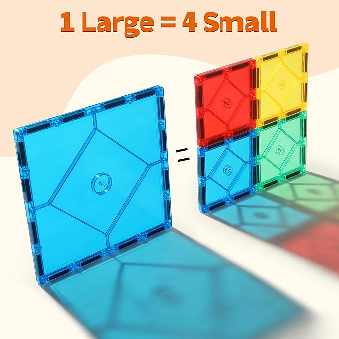 8 Piece Large Square Shape Magnetic Tiles Kids Toys, Magnetic Building Blocks STEM Magnet Building Set Preschool Learning Magnet for Kids Ages 3-5 4-8, Sensory Montessori Toys for 3+ Boys and Girls