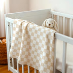 Checkered Baby Blankets for Boys Girls, Soft Nursery Minky Blankets with Muslin and Dotted Fleece Back 30x40 inches, Receiving Bed Quilt for Newborn, Infants, Toddlers