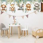 Jungle Animal Wall Decals,Jungle Animals Monkey Elephants, Lions, Zebras, Giraffes Vine Leaves Wall Stickers,Zoo Sticker for Kids Baby Boys Room Nursery Bedroom Playroom Home Decoration.