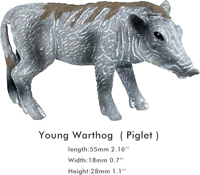 FUNSHOWCASE African Jungle Animals Young Warthog Piglet Toy Figure Realistic Plastic Figurine Height 1.2-inch