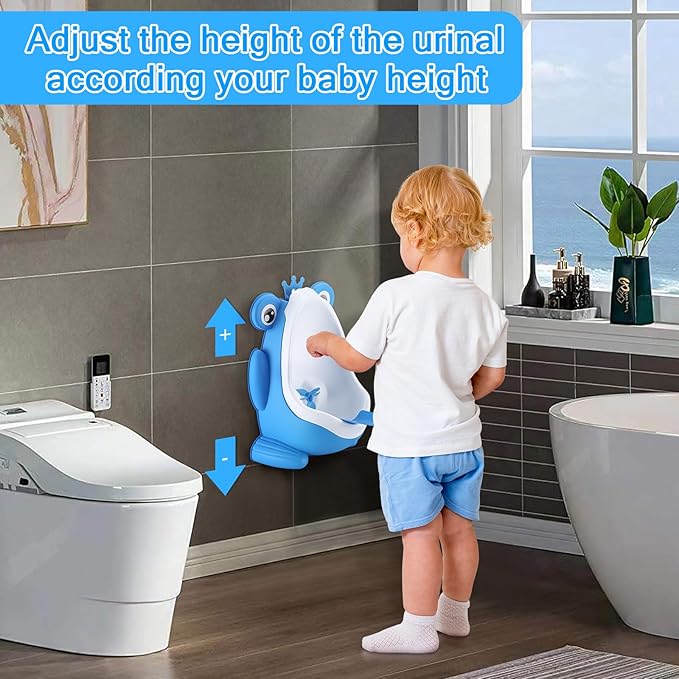 Urinal for Toddlers Boys with Frog Funny Aiming Target,Frog Urinal Potty Training (Blue Crown Frog)