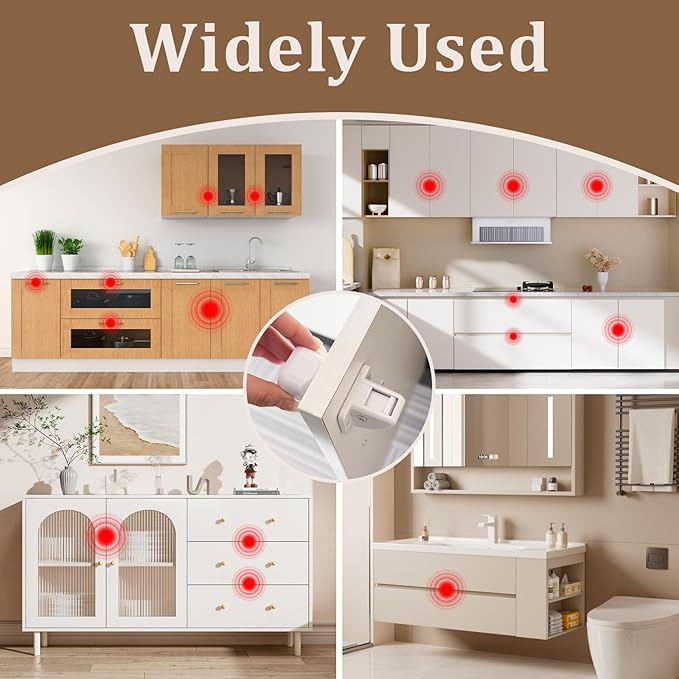 Magnetic Cabinet Locks for Baby Safety, Children Proof Cupboard Drawers Latches, Safe & Easy Install, Multi-Purpose Adhesive No Need for Screws or Tools(24 locks and 2 Keys)
