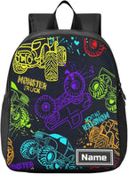Colorful Monster Truck Toddler Backpack Waterproof Mini Backpack with Name/Text Preschool Backpack Cute Small Backpack Kindergarten Pre School Bags 13 Inch, Medium, Pattern 2