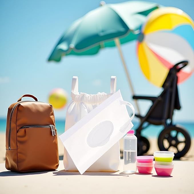 Transparent Baby Wipe Case Travel Holder Keeps Wipes Moist Set of Wet Wipes Holders Cases Portable Travel On The Go Refillable Dispenser Container, Diaper Wipe Holders