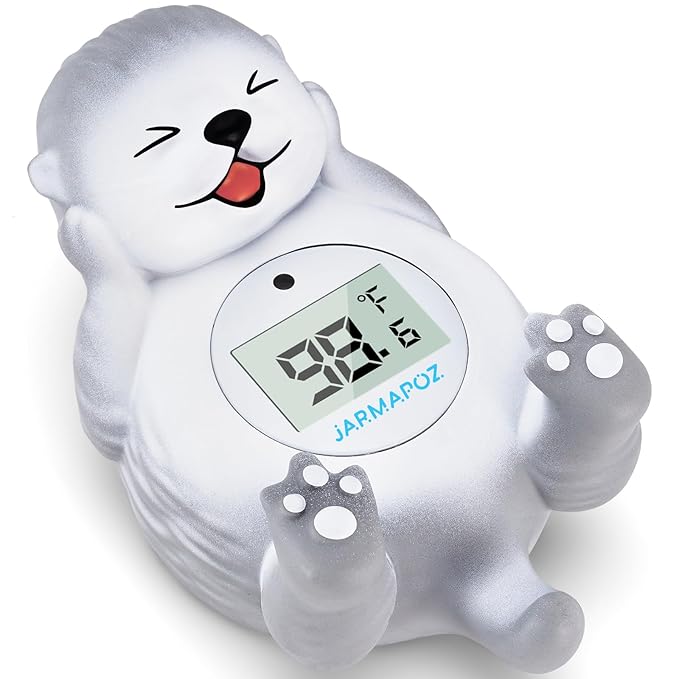 Baby Bath Thermometer, Cute Otter Floating Water Thermometer for Newborns & Infants, Safe and Accurate Room and Bathtub Temperature Monitor, Grey