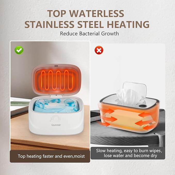 Baby Wipe Warmer, Wipe Warmer and Baby Wet Wipes Dispenser, 3 Temperature Control Large Capacity Wipes Warmer for Babies with Night Light (Gray+White)