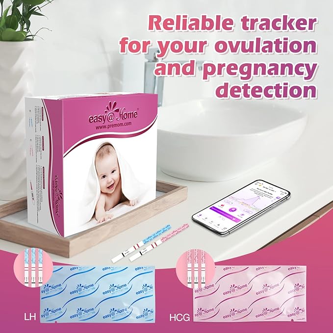 Easy@Home Ovulation Test Kit: 50 Ovulation Strips & 20 Early Pregnancy Tests & One Basal Body Thermometer & Urine Cups