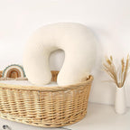 Hooyax Muslin Nursing Pillow Covers 2 Pack, Soft and Breathable Nursing Covers for Breastfeeding Pillows, Adorable Infant Feeding Pillow Slipcover for Baby Boy and Girls (Gray Creamy-White)