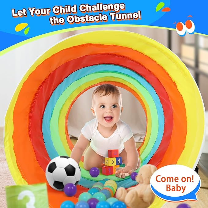 Kids Play Tunnel Tent for Toddlers, Colorful Pop Up Crawl Tunnel Toy for Baby or Pet with Breathable Mesh, Collapsible Gift for Boy and Girl Play Tunnel Indoor and Outdoor Game