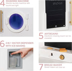 Large Wooden Corner Play Kitchen Sets with Ice Maker,Water Dispenser,Bread Maker,Washing Machine,Electronic Display,Toy Sink with Running Water,Stove with Light&Sounds, Birthday Gift for 3+ (Pink)