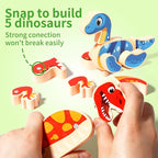 Wooden Take Apart Dinosaur Blocks Playset,Magnetic Dinosaur Building Toys,STEM Montessori Educational Fine Motor Skill Learning Birthday Gift for 3 4 5 6+ Years Old Boy Girl Kids
