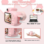 Temodu Kids Camera, Best Birthday Festival Toys Gifts for Girls Boys Age 3 4 5 6 7 8 9 10 11 12 Year Old, Digital Camera for Kids with Video, Toy Camera Toddler Camera for Girls with 32GB Card - Pink