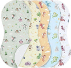 5 Pack Watercolor Dragon Pattern Baby Burp Cloths Soft Absorbent Burping Rags for Newborns 19"x9" Spit up Cloths for Boy Girl Newborn Baby Shower Registry Gifts Set Nursery Decor
