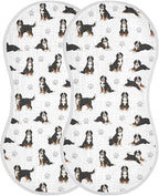 2 Pack Muslin Burp Cloths Bernedoodle Dogs White Cotton Baby Burp Cloths Ultra Soft Burping Cloth Absorbent Spit Up Rags for Newborn Boys Girls 22x11 Inch