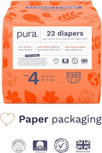 Pura Size 4 Diapers, 66 Count, Unisex, Organic Cotton, Leak-Free, Plant-Based, Dermatologically Tested, Allergy-Certified, Carbon Neutral, B-Corp