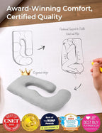 Momcozy Pregnancy Pillows for Sleeping, U Shaped Full Body Pillow for Pregnancy Women with Removable Jersey Cotton Cover, 57 Inch Maternity Pillow, Grey