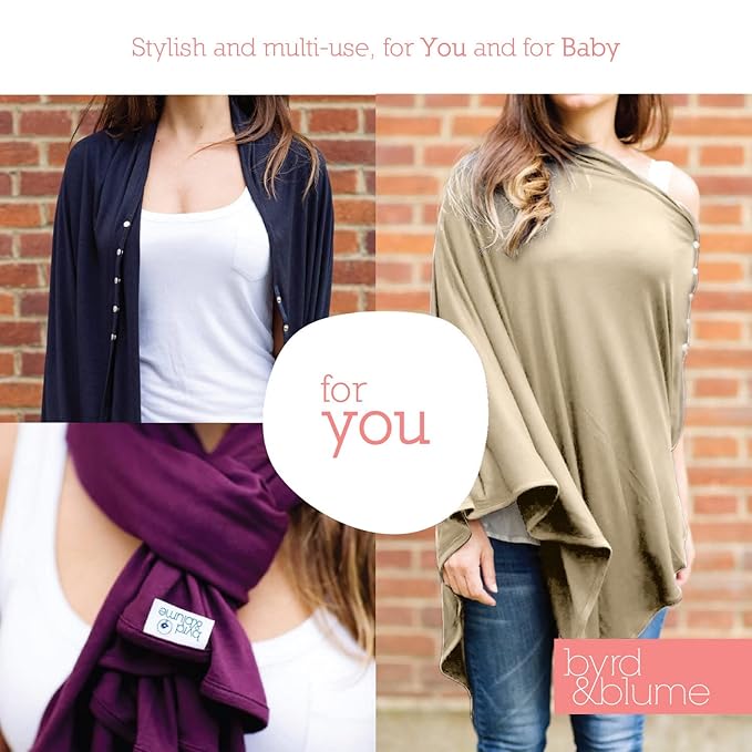 Byrd & Blume Maternity Nursing Cover Breathable Lightweight Breastfeeding Cover Wrap Shawl Scarf Poncho Full 360 (Latte, One size)