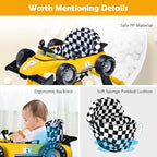 HONEY JOY 4-in-1 Baby Walker, Activity Push Walker w/3 Adjustable Heights, Smooth Wheels w/Adjustable Speed, Padded Seat, Music & Light, Foldable Car Walker for Baby Boys Girls Age 6 Months+ (Yellow)