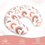 Pea Pod Nursing Pillow Cover Soft & Stretchy Removable Slipcover for Breastfeeding Pillows, Comfortable Nursing Pillow Case for Newborn, Snug Fit, Washable Feeding Pillow Slipcovers in Boho Rainbow