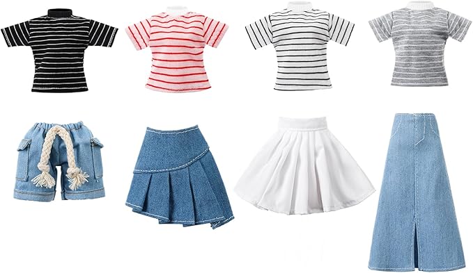 Bencailor 8 Pieces Christmas Doll Clothes for 11.5 Inch Doll Accessories Sweaters Denim Pant Summer Regular Outfit Clothing(Shirt)