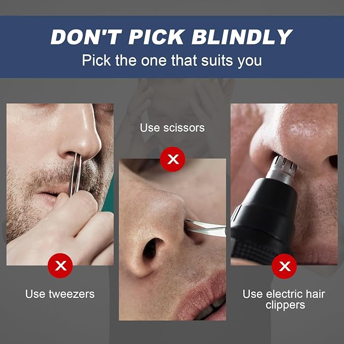 10 Pcs 2-in-1 Nasal Hair Cutter, Double Sided Nose Hair Knife, Nostril Hair Remover Tool, Portable Manual 360° Rotating Nose Hair Trimmer with Ear Picker for Women Men