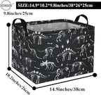 HIYAGON Rectangular Dinosaur Basket Empty Cute Storage Bin Organizer Box Dinosaur Room Decor for Books(Black Dinosaurs)