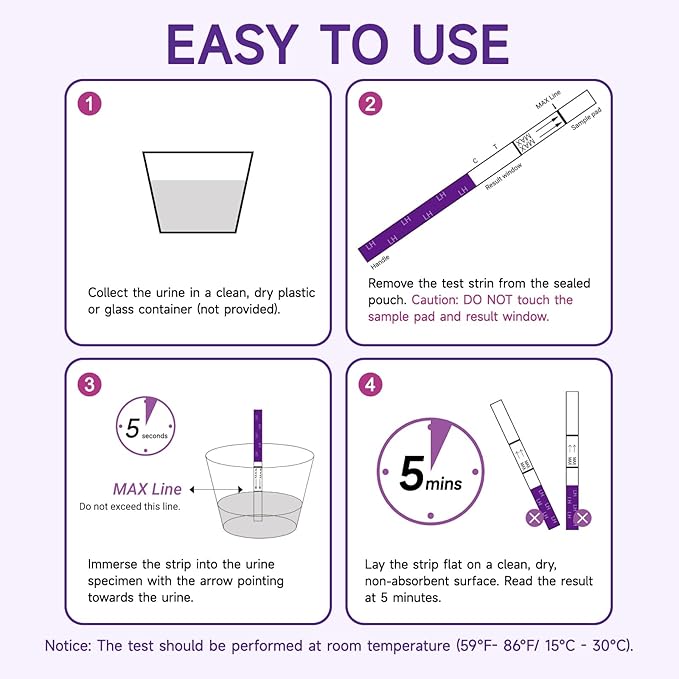 Ovulation Test Strips, Amazewell Ovulation Strips Fertility Test for Women Ovulation Predictor Kit for Home, 30pcs LH Test Strips Ovulation Kit Bulk, 5mm Width Easy Grip, High Accuracy