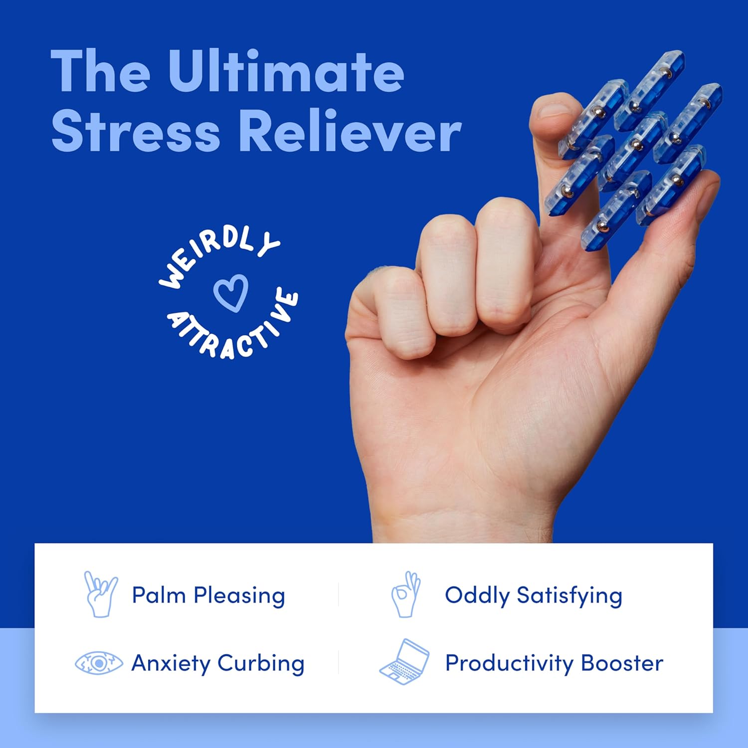 Speks Geode Sphere Magnetic Fidget Toy for Adults | Quiet Adult Sensory Toy for Stress Relief & Anxiety, Office Desk Toy & Top Gadget Gift Idea | Cobalt, 12-Piece Set